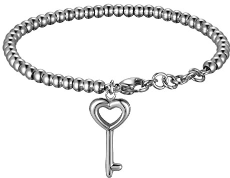 Flongo partnerarmband BFF-kedjor vänskapsarmband för 2 par armband armring lås med nyckel för män, kvinnor presentidéer, Taglia unica, Rostfritt stål