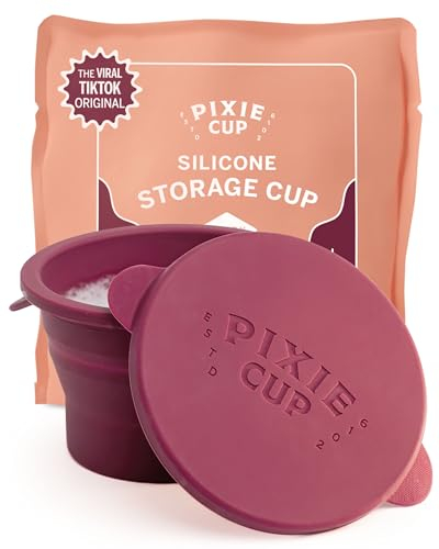 Pixie’s Public Restroom Menstrual Cup Wash Case 12oz - Collapsible Cleaner Container to Clean Your Menstrual Disc & Period Cup - Microwavable Friendly - Foldable for Travel - Sterilizer Case Holder