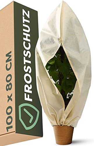 Praknu Winterschutz für Pflanzen 2 Stück - 100x80cm Atmungsaktiv - Reißfest - Waschbar - Wiederverwendbar - 80 g/m² Stark