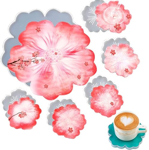 DXIA 6 Pcs Resin Moulds Silicone, DIY Large Epoxy Resin Coaster Mould Kit, Irregular Silicone Coaster Molds, Agate Coaster Resin Casting Mould, for Crystal Casting Preserved Flower Wedding Specimens