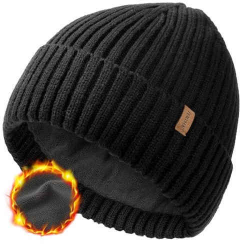 FURTALK Unisex Winter Beanie Grobstrick Mütze mit weiches Fleecefutter Strickmütze Warm Wintermütze für Herren und Damen