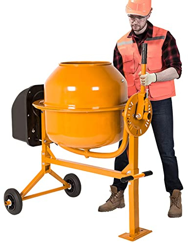 Fujampe Cement Mixer 4.2 Cu Ft Heavy Duty Portable Electric Cement Mixer Electric Concrete Concrete Mixer Machine 120L Wheelbarrow Mud Mixer for Stucco Mortar 1/2 Hp 36RPM (Alloy Steel)