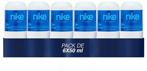 NIKE - Viral Blue Pack de 6 x 50 ml, Desodorante Hombre Roll-On, Desodorante Antimanchas para Piel Sensible, 0% Alcohol y 0% Sales de Aluminio, de Larga Duración, Fragancia Cítrica