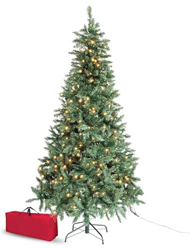 Brigros - Künstlicher Weihnachtsbaum aus dichter Kiefernnadel, + Tasche, realistischer Effekt, Zweige mit Haken, einfache Montage, PVC, Metallbasis, schwer entflammbar (Light, 210 cm)