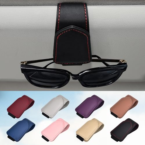 Modazon Brillenhalter für Auto, Sonnenbrillenhalter Auto, Magnetischer Leder-Sonnenbrillenclip für Autovisier, Autozubehör für Damen und Herren Innenraum, Visier Sonnenbrillenhalter Clip
