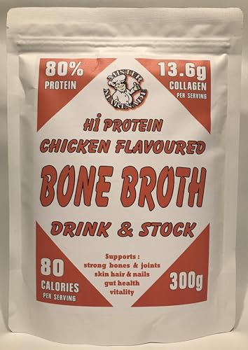 Bone Broth Rich Chicken Flavour, 16.5g Protein per Serving, 15 Servings, 100% Natural Collagen & Protein Bone Broth from Sweden. Nutrition for Healthy Joints, Skin, Hair & Nails 300g