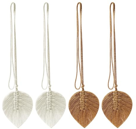 ZGDEIWGF Cravatte per Tende da 4 Pezzi, Decorazione Bohémien, cordoni per Tende, Decorazione per Tende, Decorazione d'interni, Accessori per mobili, Decorazione d'interni (Bianco, Kaki)