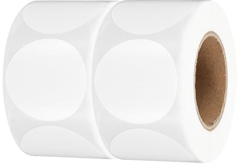 PATIKIL 2 rullar/totalt 1 000 st prickklistermärken, 1,5 tums färgkodningsetiketter cirkelprickar klistermärken skrivbara självhäftande runda klistermärken för klassrum kontor, vita