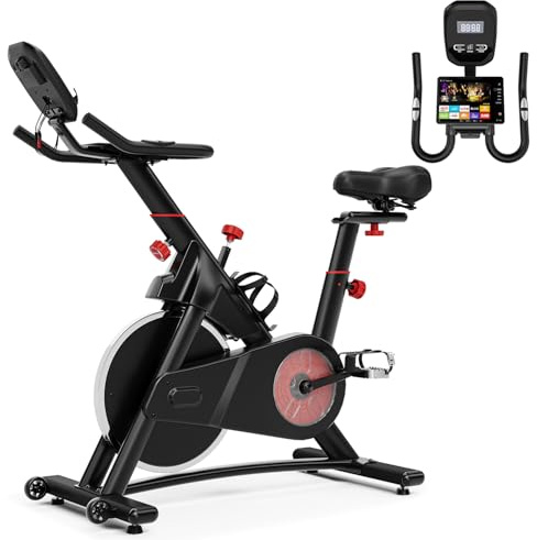 Devoko Bicicleta estática con volante de inercia pesado, para interior, con cómoda funda de asiento, ergómetro, con gran soporte, silenciosa, para interior, 160 kg