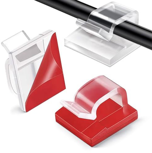Aujzoo 50 Stück selbstklebende Kabel-Clips und -Haken, Kabel-Management-Halter für Organizer, Wand, Schreibtisch, Zuhause und Büro