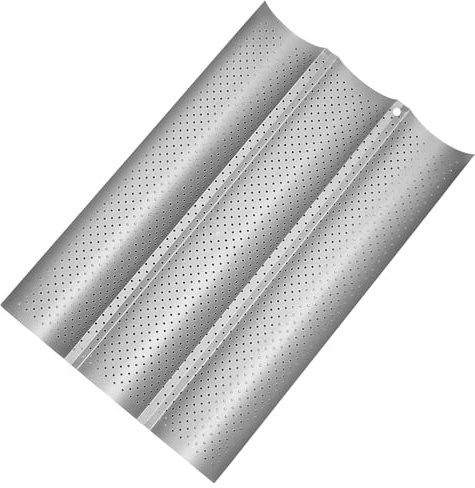 Chewtoyo Teglia da forno francese, vassoio perforato a 3 cavità, in acciaio al carbonio antiaderente per pane a lievitazione naturale, utilizzabile in forno e lavastoviglie, 14,9 x 24,4 cm