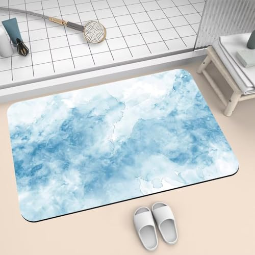 Tappetino da Bagno Antiscivolo 80x140cm Tappeti Tappeto Bagno Grande Super Assorbente in Pietra, Tappeto Tappetino Doccia ad Asciugatura Rapida, Sottile, Lavabile Diatomite Bath Mat Blue 2-610