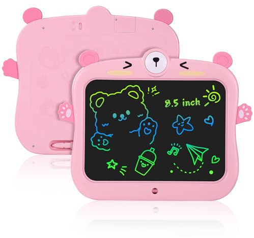 ONKELYIM Tablette D'écriture LCD pour Enfants, Tablette De Dessin Colorée De 8,5 Pouces, Jouets Éducatifs, Cadeaux d'anniversaire pour Garçons Et Filles Âgés De 3, 4, 5, 6, 7 Et 8 Ans(Rose)