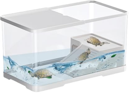 Terrarium pour reptiles en verre – Zone de quai surélevée, panneaux de visualisation transparents, ventilation sécurisée avec couvercle en maille | Maison idéale, fiable et durable pour les petites to