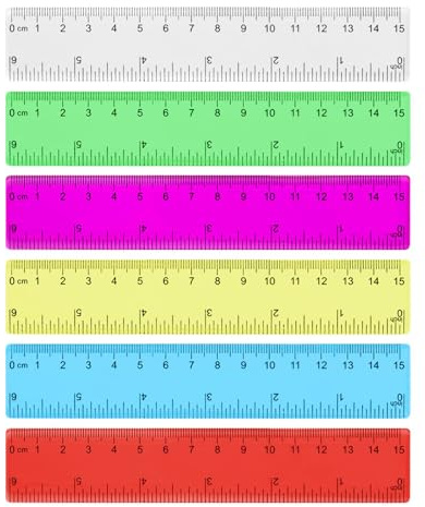 6Pcs 15cm Clear Plastic Rulers,Colorful Small Ruler,Cute Classroom Supply,See Through with Inches and Centimeters,Small Measuring Tool School and Office Supplies Assorted Colors