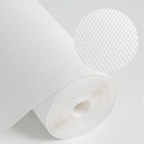 Tappetino per cassetti, in materiale EVA, impermeabile, antiscivolo, per cassetti, cucina, armadio, cassetti, frigorifero (bianco, motivo a rombi, 60 x 600 cm)