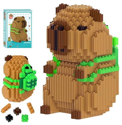 TESGADGETS Capybara Blocs de Construction, Set de Mini-Blocs de 1606 pièces, Micro-Blocs Capybara avec Tortue, Cadeaux d'invité, Cadeaux d'anniversaire pour Adultes