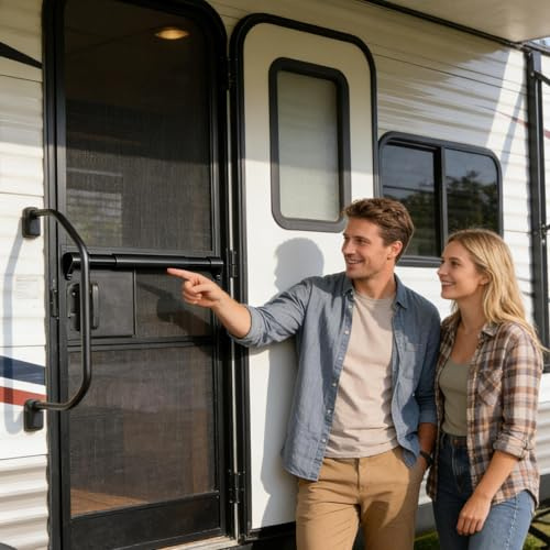 Barra de apoyo para manijadeporte mosquitera de autocaravana, barra transversal ajustable de 29,5 x 8,5 x 7 cm, manija de asistencia para puerta mosquitera, asa de tracción fácil de sor