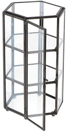 Yunmeryker Portavelas 3D Geométrico Moderno de Cristal Suspendido Portavelas Mural de Diseño Hexagonal Caja Ornamental Colgante y Escultura de Pared Adecuado, Negro, tal como se describe