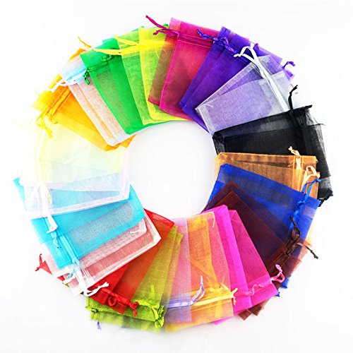 AKA 100 Mix Colours Premium Organza Gift Bags Jewellery Pouches XMAS Wedding Party Candy Favour (5cmx7cm)