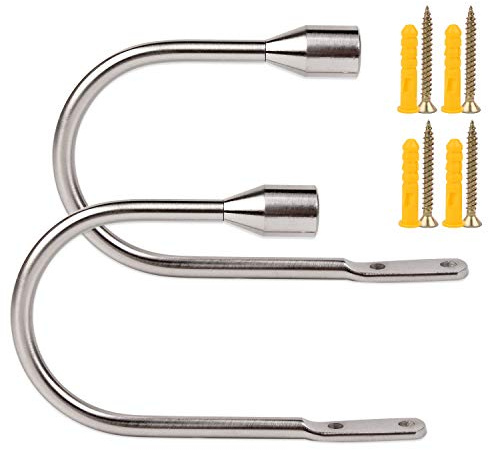 EGOERA Curtain Holdbacks, Curtain Drapery Holdbacks Tieback, Curtain U Metal Hooks Holder, 1 Pair Silver