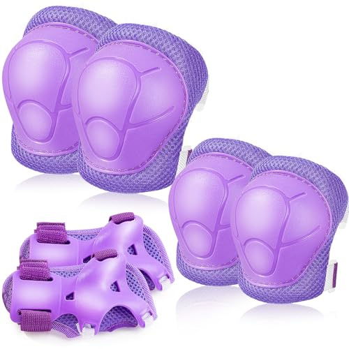 BOSONER - Rodilleras para niños/niños, Coderas, Conjunto de Equipo de protección para Patines, Ciclismo, BMX, Bicicleta, monopatín, Patinaje en línea, patineta, Montar Deportes (Púrpura)