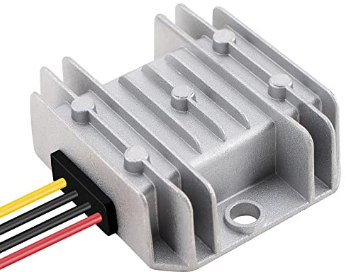 DROK Adjustable Voltage Regulator, IP68 Waterproof DC to DC Buck Converter 8-35V to 3-24V 5A, Aluminum Protective Case Step Down Converter 5V 12V Power Supply