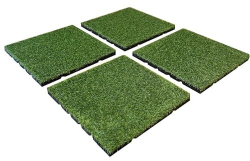 Aslon Rubber Artificial Grass Playground Tile 400x400x25mm - Pack of 4