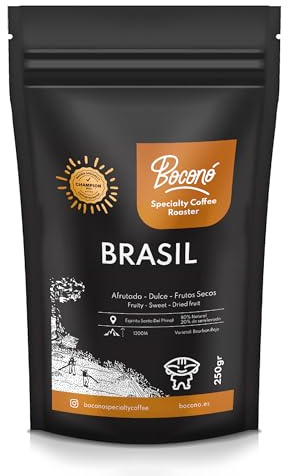 Boconó - Café especial Brasil 250 g, grano tostado, 100% arábica, proceso natural fabricado en España