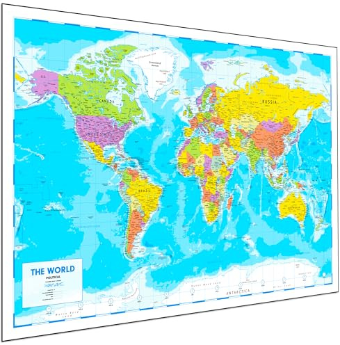 World Map Poster for Wall – 84 x 60cm 2026 Large Map of World Wall Art Atlas - Classroom or Geography Gift