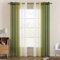 EMEMA Voile Vorhang Zweifarbiger Vorhang mit Ösen Transparente Gardine Ösenschal Fensterschal Lichtdurchlässig für Schlafzimmer 2er Set 140x245cm Olivergrün