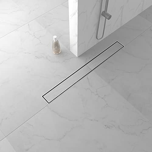 Bernkot Canalina per doccia, 80 cm, in acciaio inox 2 in 1, piastrellabile, sifone con filtro antiodore e filtro per capelli, scarico piatto, spazzolato