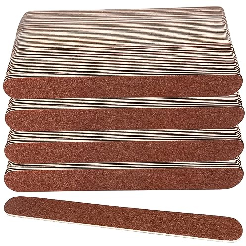 100 Pcs Wooden Nail Files, 7 Inches Emery Board Nail File for Nature Nails, Manicure Tool Set Disposable Nail File for Home Salon Brown