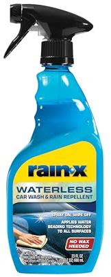 Rain-X 620143 Waterless Car Wash and Rain Repellent, 23 fl. oz. Rinseless Cleaner Spray for a Spot Free Finish, Perfect for Quick and Easy Detailing. Premium No Rinse for on the go Washing