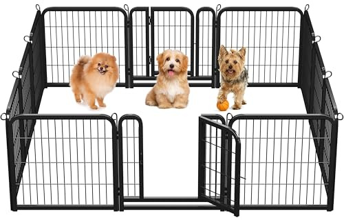 Abician Parc pour Chien en 12 Panneaux 60 x 60cm Enclos pour Chien en Métal