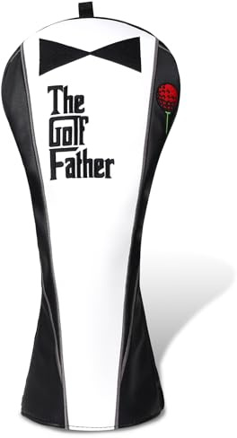 The Golf Father Golf Club Covers, Driver Fairway Hybrid Headcover, Funny Putter Cover Magnetic, Black & White Color Iron Covers,Golf Gifts for Men (Driver Headcover)
