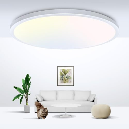 libtit 24W 33CM Bathroom Lights Ceiling,2400LM Led Flush Mount Ceiling Light, 3 Color Selectable 3000K/4500K/6000K Thin Round Ceiling Panel Light Fixture for Kitchen,Bedroom,Hallway,Office