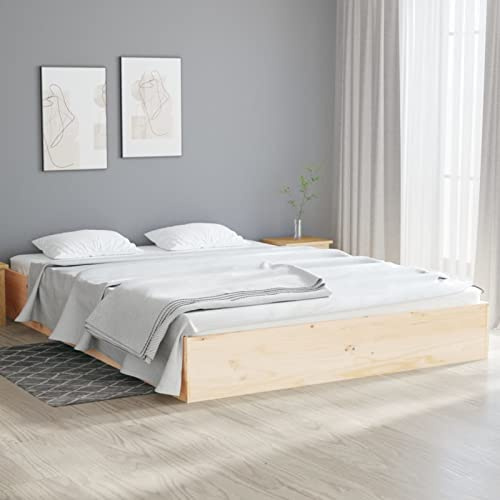 Bulliing Cadre de Lit Bois Massif avec Sommier 140x190 cm Pour Deux Personnes