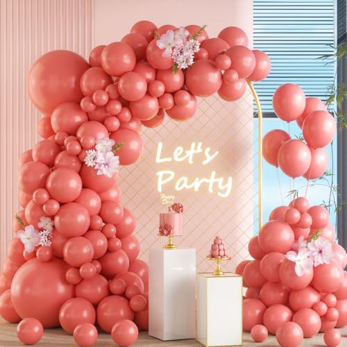 Retro Pink Balloons - 105pcs Garland Arch with 18, 12, 10, 5 Inch Different Sizes for Birthday Party, Baby Shower & Gender Reveal