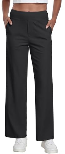 GRECERELLE Palazzo - Pantalones para mujer, elegantes, holgados, de pierna ancha, cintura elástica, con bolsillos