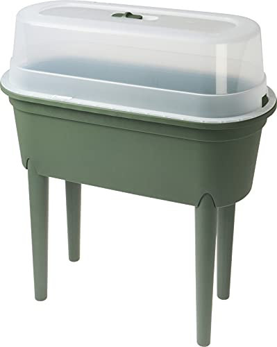 Libbi Lou Raised Garden Bed, Elevated Planter Box with Greenhouse Lid and Legs, Portable Container for Vegetables and Herbs, Green (Green)