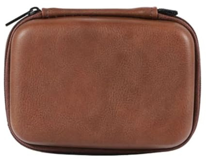 WUZIA PU Leather USB Data Charger Cable Organizer Zippered Anti-Collision Hard Shell Earphone Storage Bag(Brown)