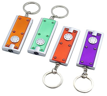 Kalttoy 4Pcs Mini LED Keychain Tiny Light Torches Flashlight Keyring in Assorted Color