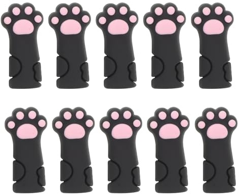 Healifty 10 piezas Protector de Silicona Elástico para Tijeras y Pinzas de Pedicura Funda Completa Antifugas con Diseño de Pata de Gato Negro para Manicura y Pedicura