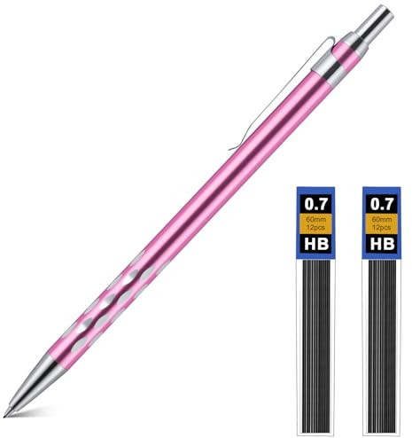 AOOSU OFFCUP Porte-Mine Métal, Crayon Mécanique Métal 0,7mm avec 2 Recharges HB pour Enfant étudiant Dessin Esquisse illustration Architecture écriture