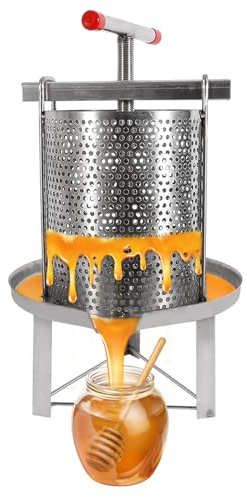 Presse-miel 2 en 1 - Extracteur de miel manuel en acier inoxydable - Appareil d'apiculture avec sac filtrant - Essoreuse à miel de 10 litres pour petites apicultures, vin de fruits et jus