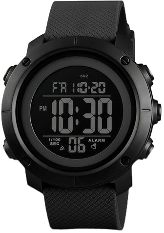 OLAZONE Men Digital Watch Sports Waterproof Military Back Light Small Watch for Men Black
