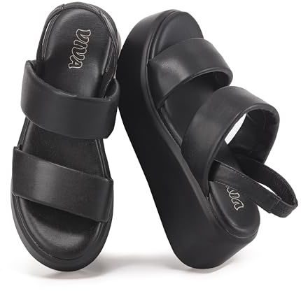 VIVASHOES Women’s Wedge Sandals with Slingback Strap - Lightweight Platform Summer Sandals for Ladies - Comfortable Open Toe Casual Holiday Walking Footwear with Thick Sole
