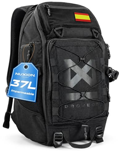 NUXION Mochila Táctica 37L Impermeable y Resistente, Para Crossfit | Hyrox y Senderismo. Sistema MOLLE, +20 Compartimentos y Portátil 15,6. Mochila Deportiva Unisex