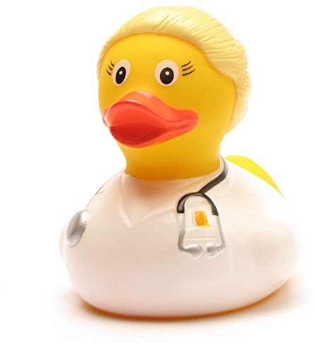 Duckshop I Canard de bain médical blonde I Canard de bain I Canard couineur I L : 8 cm I avec porte-clés canard de bain inclus